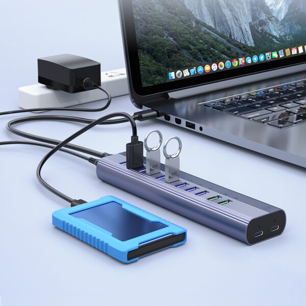 LUXWALLET SpeedLink Nexus - 13 Poorten - USB 3.0 - Hub - Oplaadpoort - Type C - Zilver - Afbeelding 3