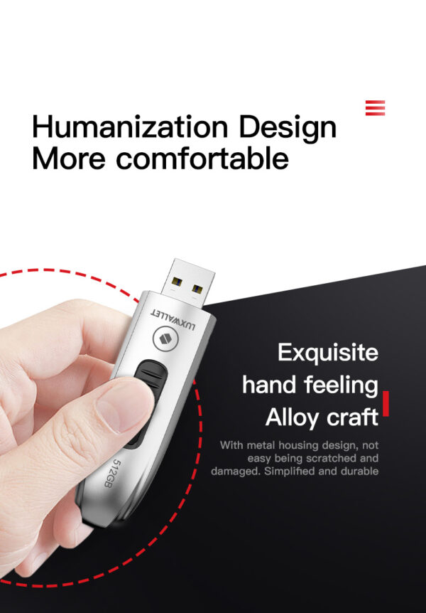 LUXWALLET DataPulse – USB 3.1 Flashdrive - Uitschuifbaar Ontwerp - Ingebouwde Beveiliging – Metalen Behuizing – USB Stick – OTG – 256GB –Zilver - Afbeelding 15