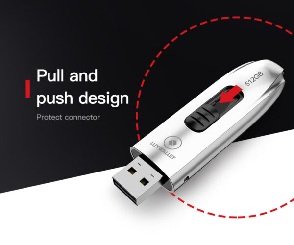 LUXWALLET DataPulse – USB 3.1 Flashdrive - Uitschuifbaar Ontwerp - Ingebouwde Beveiliging – Metalen Behuizing – USB Stick – OTG – 256GB –Zilver - Afbeelding 16