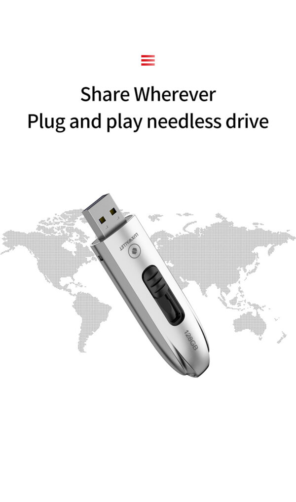 LUXWALLET DataPulse – USB 3.1 Flashdrive - Uitschuifbaar Ontwerp - Ingebouwde Beveiliging – Metalen Behuizing – USB Stick – OTG – 128GB –Zilver - Afbeelding 18