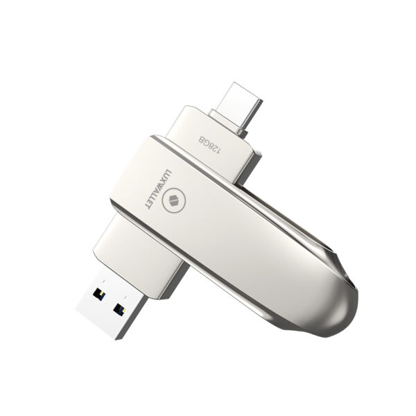 LUXWALLET FlashGuard – USB 3.2 Naar USB-C 3.1 Flashdrive - Ingebouwde Beveiliging – Metalen Behuizing – USB Stick – OTG – 128GB –Zilver