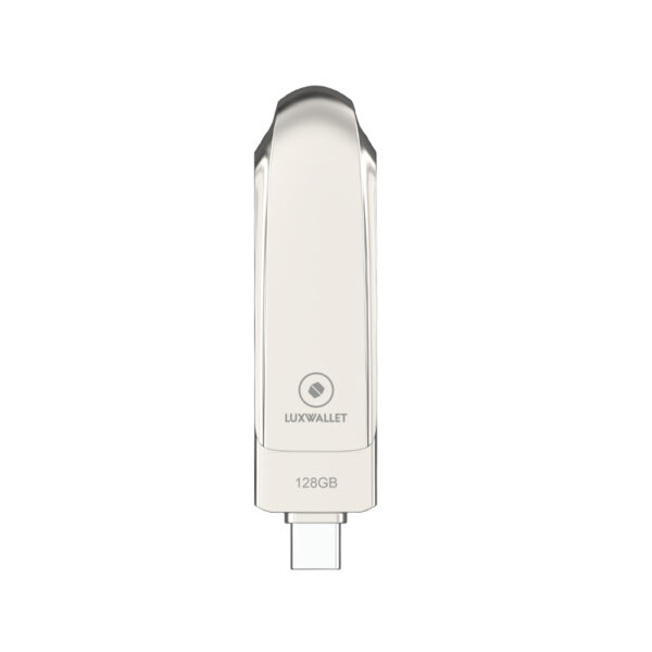 LUXWALLET FlashGuard – USB 3.2 Naar USB-C 3.1 Flashdrive - Ingebouwde Beveiliging – Metalen Behuizing – USB Stick – OTG – 128GB –Zilver - Afbeelding 3