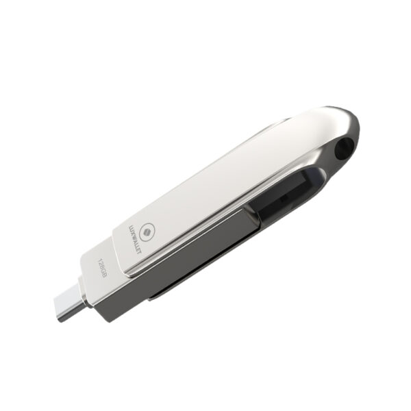 LUXWALLET FlashGuard – USB 3.2 Naar USB-C 3.1 Flashdrive - Ingebouwde Beveiliging – Metalen Behuizing – USB Stick – OTG – 128GB –Zilver - Afbeelding 4