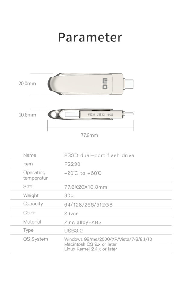 LUXWALLET FlashGuard – USB 3.2 Naar USB-C 3.1 Flashdrive - Ingebouwde Beveiliging – Metalen Behuizing – USB Stick – OTG – 128GB –Zilver - Afbeelding 13