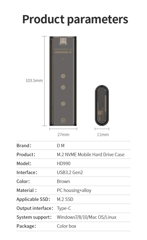 LUXWALLET TurboDriveBox - Solid State Harde Schijf Behuizing - Type-C 3.2 - M.2 SSD NVMe - 10Gbps - Ondersteunende harde schijf 2230/2242/2260/2280 - Afbeelding 7