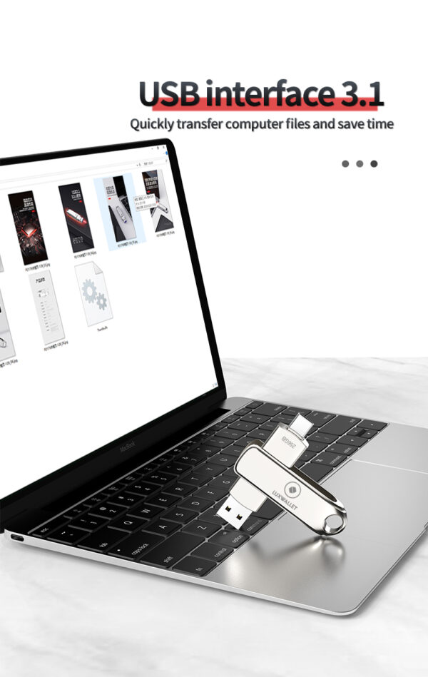 LUXWALLET SwiftSync – USB 3.2 Naar USB-C 3.1 Flashdrive - 90° Rotatie – Ingebouwde Beveiliging – USB Stick – OTG – 256GB – Zilver - Afbeelding 12