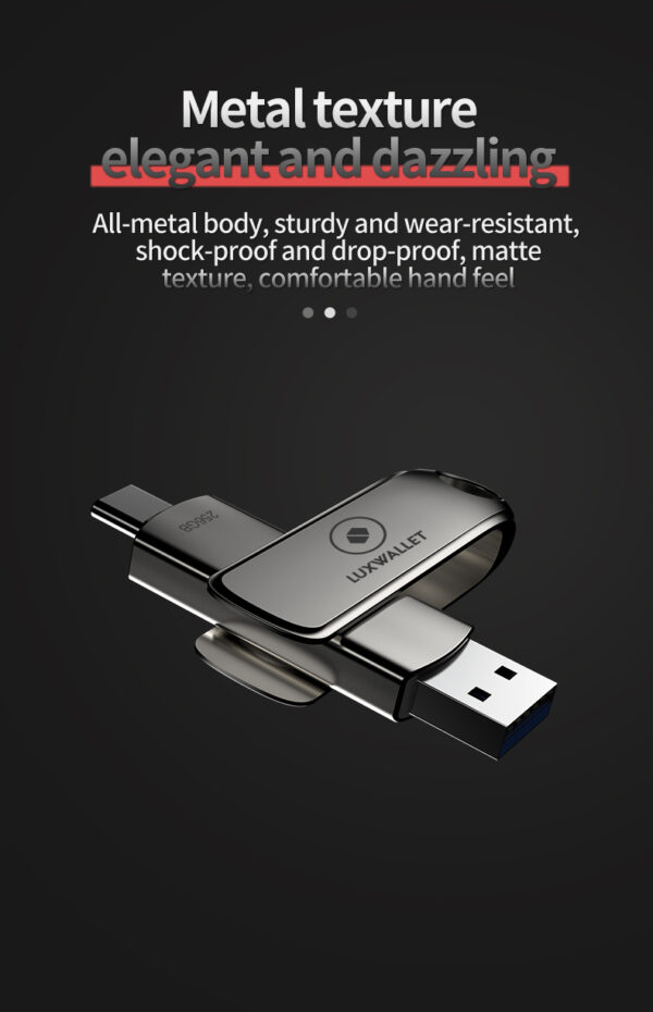 LUXWALLET SwiftSync – USB 3.2 Naar USB-C 3.1 Flashdrive - 90° Rotatie – Ingebouwde Beveiliging – USB Stick – OTG – 256GB – Zilver - Afbeelding 14