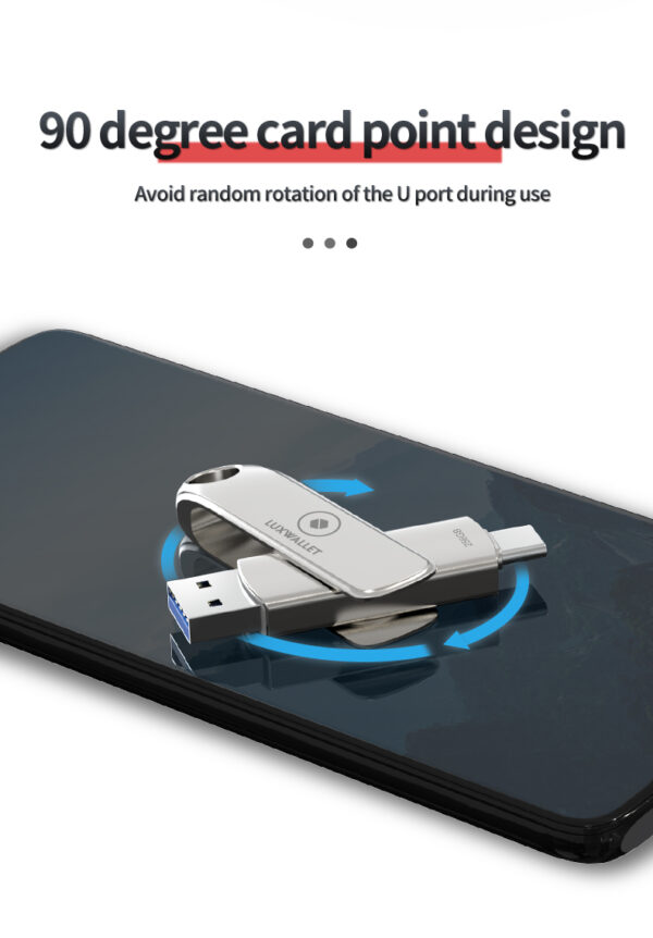 LUXWALLET SwiftSync – USB 3.2 Naar USB-C 3.1 Flashdrive - 90° Rotatie – Ingebouwde Beveiliging – USB Stick – OTG – 256GB – Zilver - Afbeelding 15