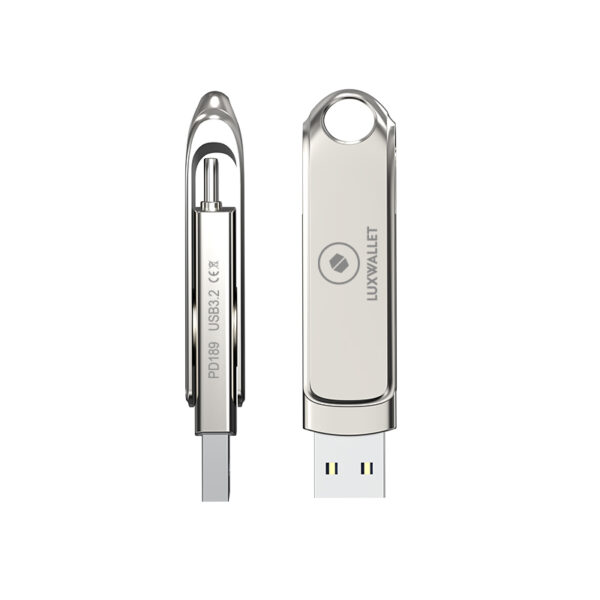 LUXWALLET SwiftSync – USB 3.2 Naar USB-C 3.1 Flashdrive - 90° Rotatie – Ingebouwde Beveiliging – USB Stick – OTG – 256GB – Zilver - Afbeelding 4