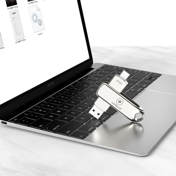 LUXWALLET SwiftSync – USB 3.2 Naar USB-C 3.1 Flashdrive - 90° Rotatie – Ingebouwde Beveiliging – USB Stick – OTG – 256GB – Zilver - Afbeelding 7