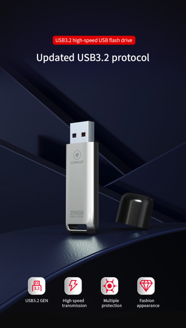 LUXWALLET FlashBlaze – USB 3.2 Flashdrive – 256GB – OTG – USB-Stick - Stootbestendig Design – Leessnelheid tot 110 Mbps – Snelle Overdracht – Zilver - Afbeelding 13