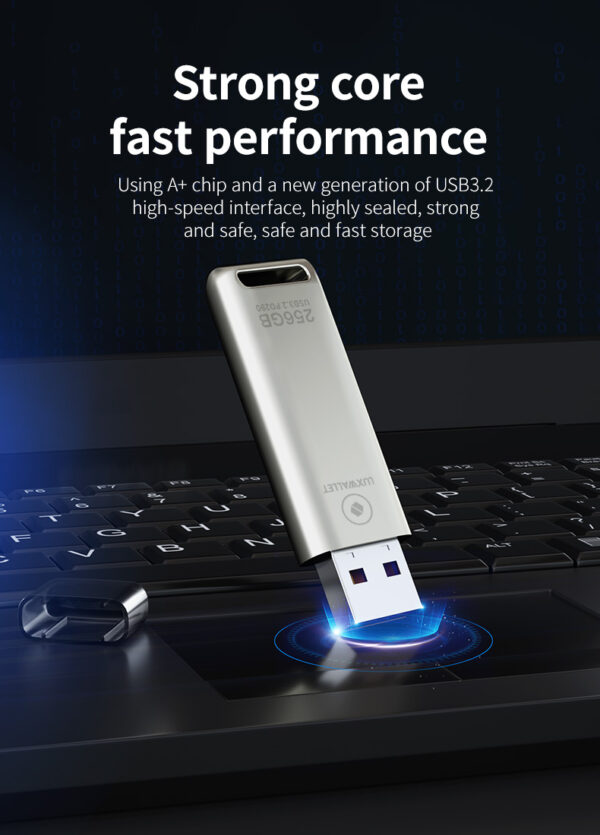 LUXWALLET FlashBlaze – USB 3.2 Flashdrive – 256GB – OTG – USB-Stick - Stootbestendig Design – Leessnelheid tot 110 Mbps – Snelle Overdracht – Zilver - Afbeelding 15