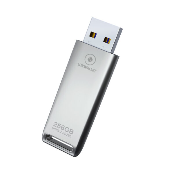 LUXWALLET FlashBlaze – USB 3.2 Flashdrive – 256GB – OTG – USB-Stick - Stootbestendig Design – Leessnelheid tot 110 Mbps – Snelle Overdracht – Zilver