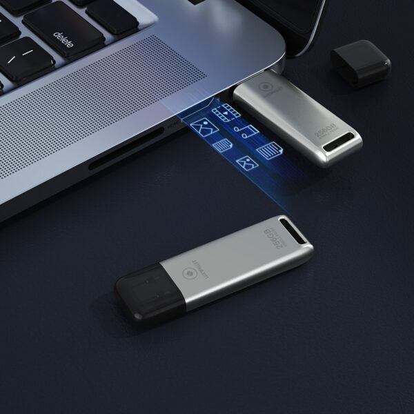 LUXWALLET FlashBlaze – USB 3.2 Flashdrive – 256GB – OTG – USB-Stick - Stootbestendig Design – Leessnelheid tot 110 Mbps – Snelle Overdracht – Zilver - Afbeelding 8