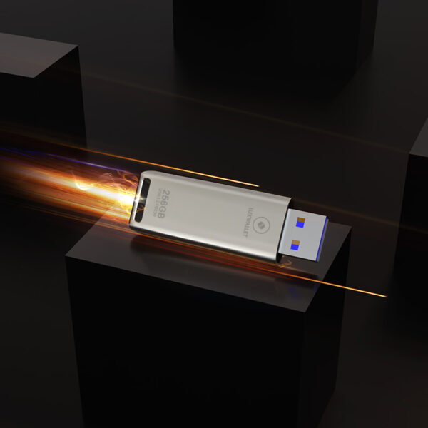 LUXWALLET FlashBlaze – USB 3.2 Flashdrive – 256GB – OTG – USB-Stick - Stootbestendig Design – Leessnelheid tot 110 Mbps – Snelle Overdracht – Zilver - Afbeelding 9