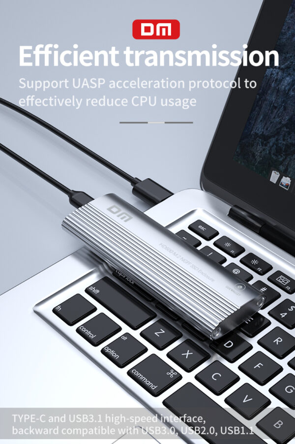 LUXWALLET TurboDrive - USB 3.1 - Type C - SSD Behuizing - NVMe - Plug & Play - Aliminium - Zilver - Afbeelding 9