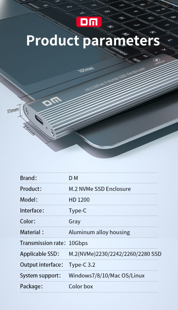 LUXWALLET TurboDrive - USB 3.1 - Type C - SSD Behuizing - NVMe - Plug & Play - Aliminium - Zilver - Afbeelding 14