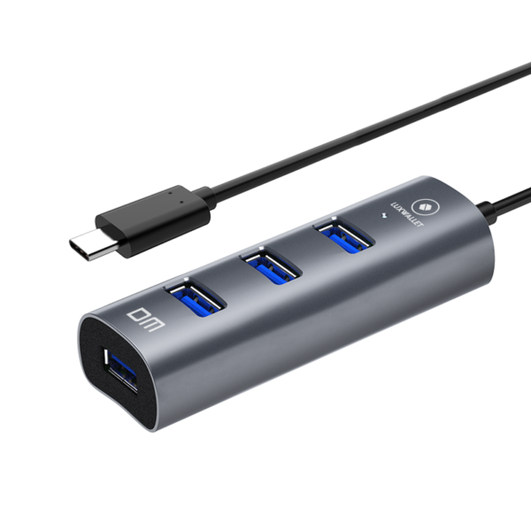 LUXWALLET SpeedConnect 4-in-1 - ABS - USB 3.0 - Type C - 4-Port - Geschikt Voor Universele Apparaten - 120 cm Kabel - Zilver - Afbeelding 3