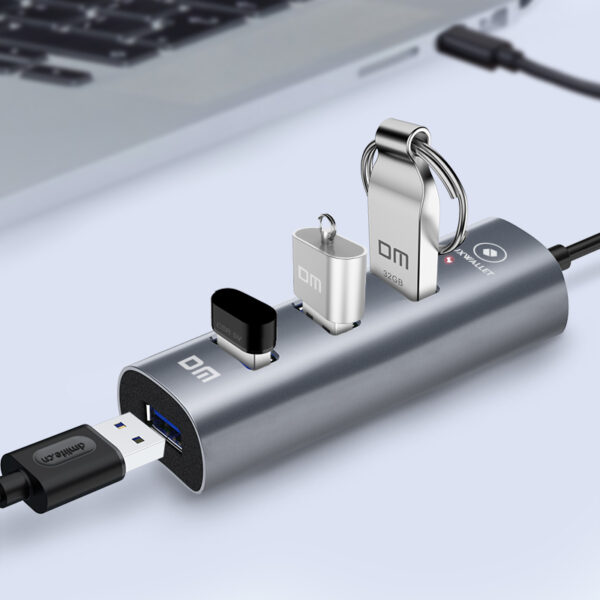 LUXWALLET SpeedConnect 4-in-1 - ABS - USB 3.0 - Type C - 4-Port - Geschikt Voor Universele Apparaten - 120 cm Kabel - Zilver - Afbeelding 4