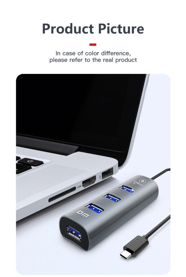 LUXWALLET UltraSync - HUB - USB 3.0 - Type C/USB-C -  4 aansluitingen - 120cm - Zilvergrijs - Afbeelding 10