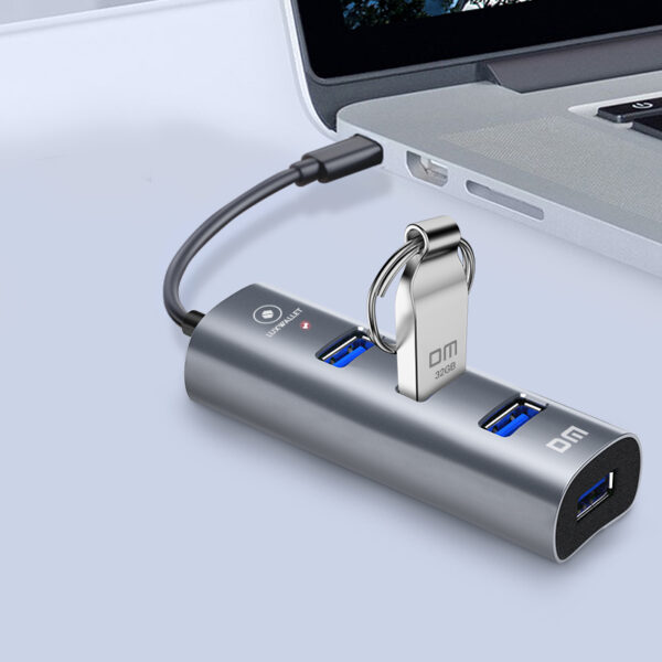LUXWALLET UltraSync - HUB - USB 3.0 - Type C/USB-C -  4 aansluitingen - 120cm - Zilvergrijs - Afbeelding 5