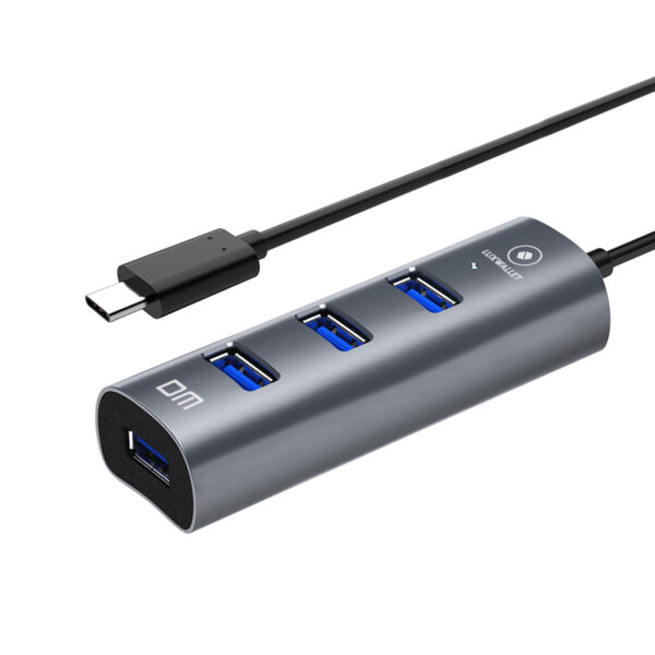 LUXWALLET SpeedConnect 4-in-1 - ABS - USB 3.0 - Type C - 4-Port - Geschikt Voor Universele Apparaten - 120 cm Kabel - Zilver - Afbeelding 7