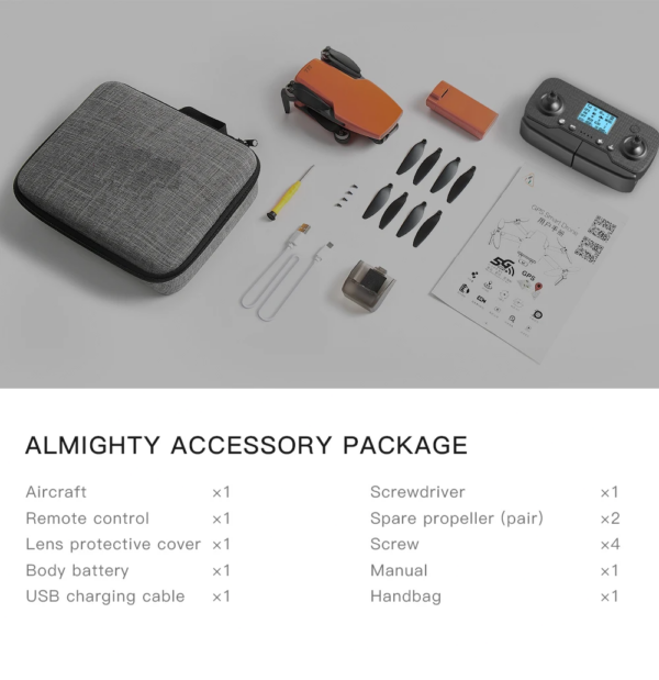 LUXWALLET SkyVortex - 5 Ghz WiFi GPS Drone - 2 Axis Gimbal Drone – Return To Home – 50x Zoom – 1000M Afstand - Smart Follow & Bedienen met Handgebaren - Oranje - Afbeelding 23
