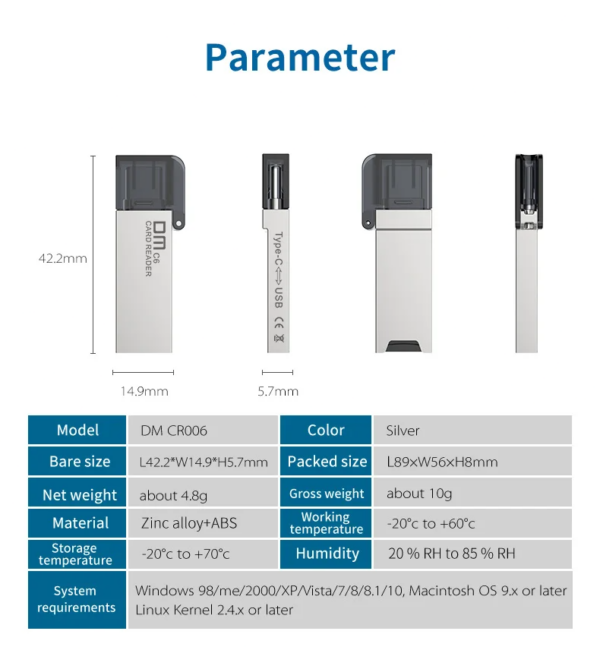 LUXWALLET C-Transit - USB-C Naar USB 2.0 Kaartlezer - Compatibel Met Micro SD Kaart - Plug-and-Play - Compact en Draagbaar – Zilver - Afbeelding 10