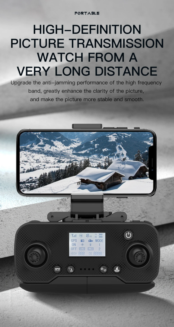 LUXWALLET SkyPulse – 2.4GHZ GPS Quadcopter Drone – Laser Obstacle Avoidance – Return To Home - Multiplunt Vluchtmodus - EIS Stabilisator – 600 Meter Afstand - Zwart - Afbeelding 12