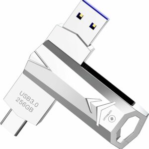 LUXWALLET DataSwift – USB 3.0 Naar USB-C 3.0 Flashdrive - 360° Rotatie – USB Stick – OTG – 256GB - Zilver