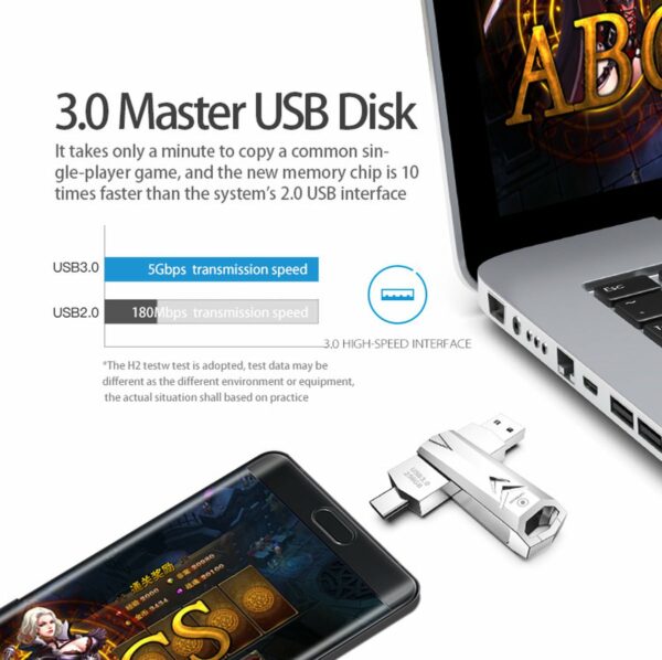 LUXWALLET DataSwift – USB 3.0 Naar USB-C 3.0 Flashdrive - 360° Rotatie – USB Stick – OTG – 64GB - Zilver - Afbeelding 13
