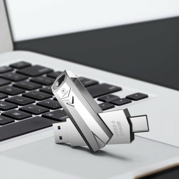 LUXWALLET DataSwift – USB 3.0 Naar USB-C 3.0 Flashdrive - 360° Rotatie – USB Stick – OTG – 64GB - Zilver - Afbeelding 14