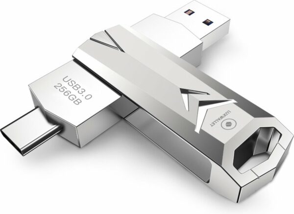 LUXWALLET DataSwift – USB 3.0 Naar USB-C 3.0 Flashdrive - 360° Rotatie – USB Stick – OTG – 64GB - Zilver - Afbeelding 3