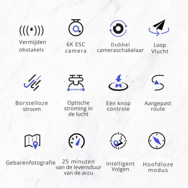 LUXWALLET Libra Spectra2 – 2025 Editie - Drone Met Laser Obstakel Ontwijking – Headless Modus – Routeplanning Via App - 360° Stuntmodus – Volg Mij Modus – Drone Onder A1 - Wit - Afbeelding 21